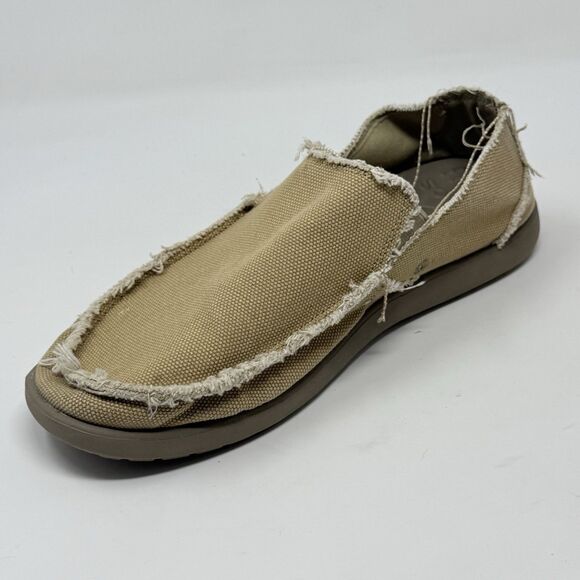 Crocs Santa Cruz Shoes Mens 10 Tan Brown Canvas Slip On Loafers Comfort Preppy main image 7